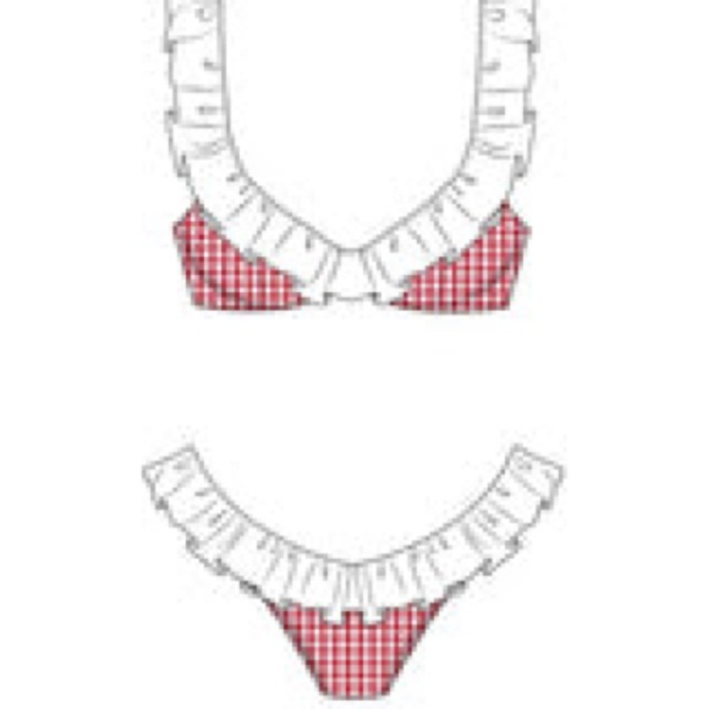 Red Gingham Ruffle Bikini